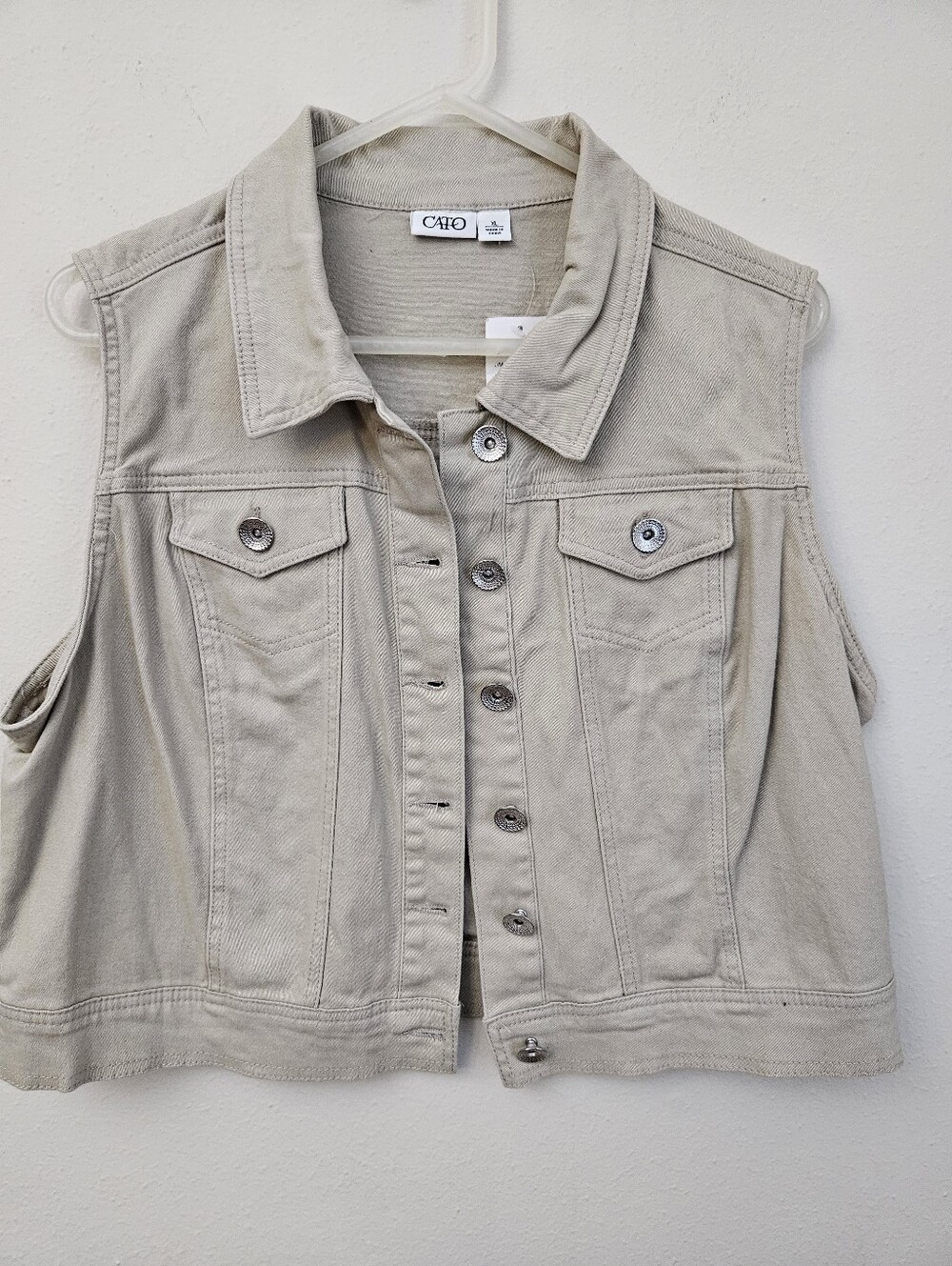 Cato Beige Sleeveless Denim Vest Size XL